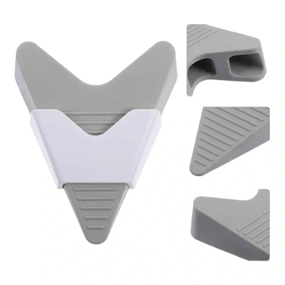 HOMOTEK 2 pack Triangular Door Stops Rubber Door Stoppers Wall - Picture 1 of 4